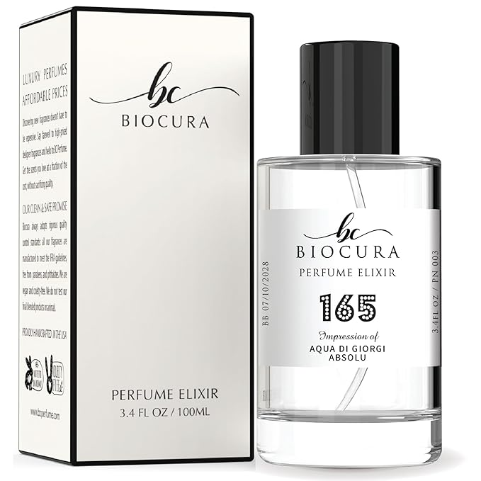 BC Perfume 165 Inspired by Aqua Di Giorgi Absolu For Men Replica Fragrance Dupes Eau de Parfum Spray Bottle 3.4 Fl Oz/100ml-X1