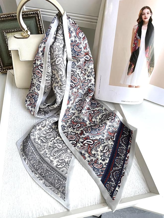 100% Mulberry Silk Ribbon Scarf for Hair Beach Head Wraps for Women Handbag accessories Necktie
