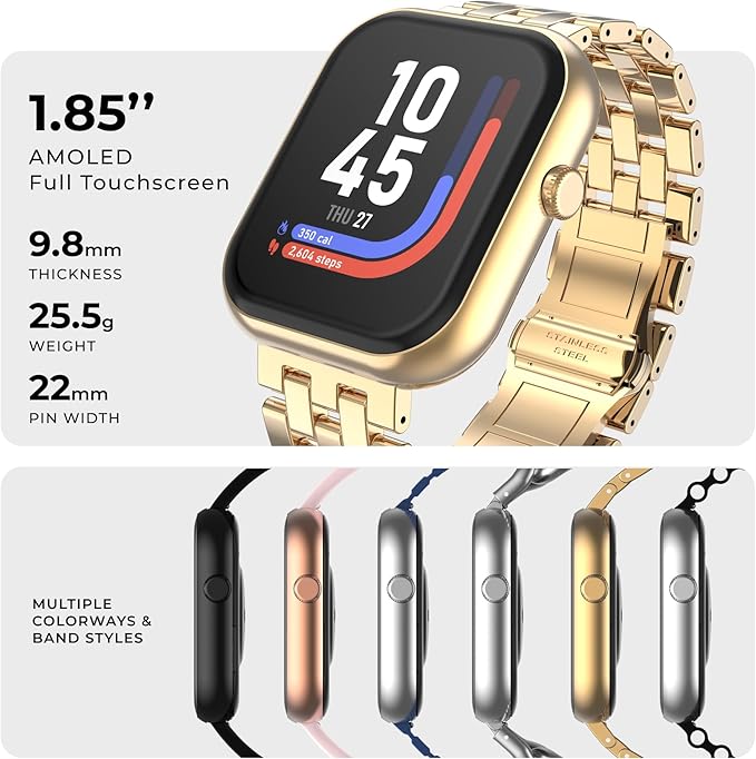 iTouch AIR 5 Smartwatch – 1.85” AMOLED Display, Bluetooth Calling, 100+ Sport Modes, Heart Rate, SPO₂, Stress & Sleep Tracking, IP68 Water Resistant, 7-Day Battery Life – for Android & iOS