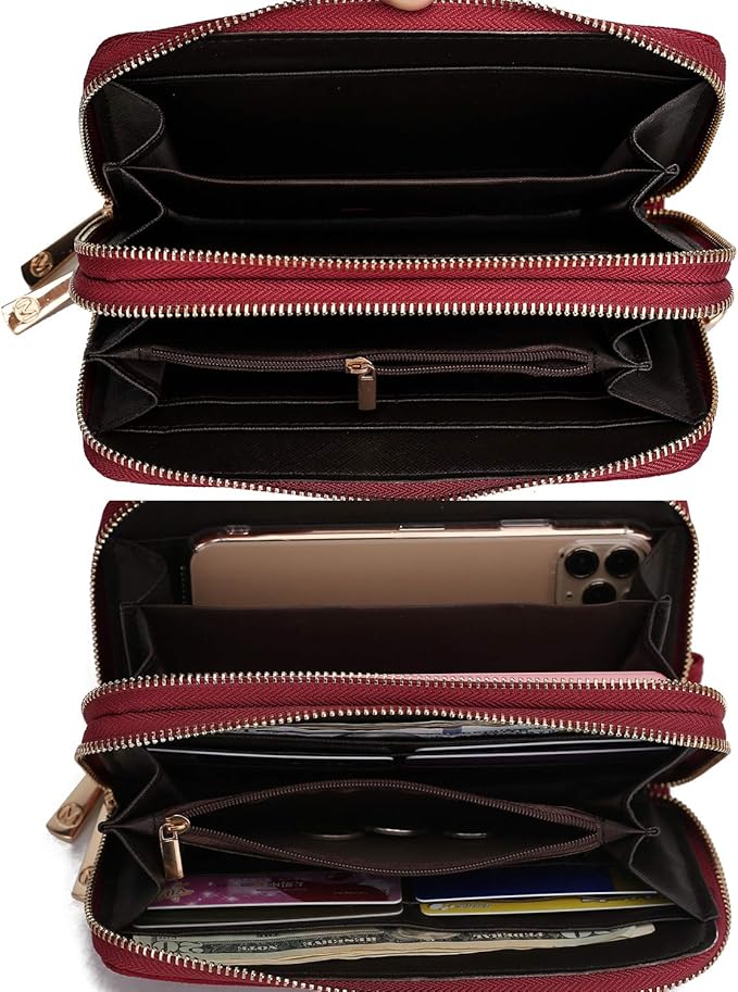 MKF Collection Wristlet Wallet for Women, Small Vegan Leather Credit Card Holder with Zipper Coin Pocket Wallet Purse Handbag By Mia K