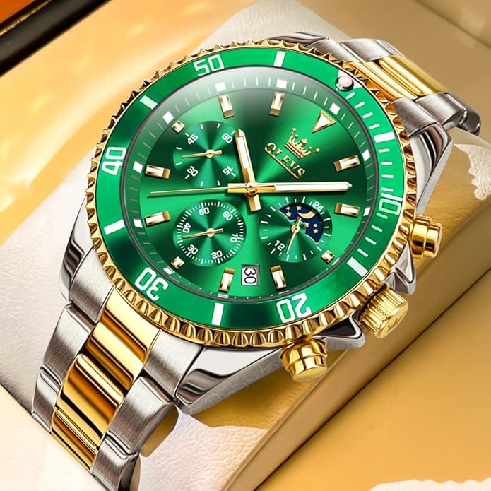 OLEVS Mens Watches Big Face Stainless Steel Waterproof Date Analog Quartz Watches Fashion BusinessWrist Watches for Men…