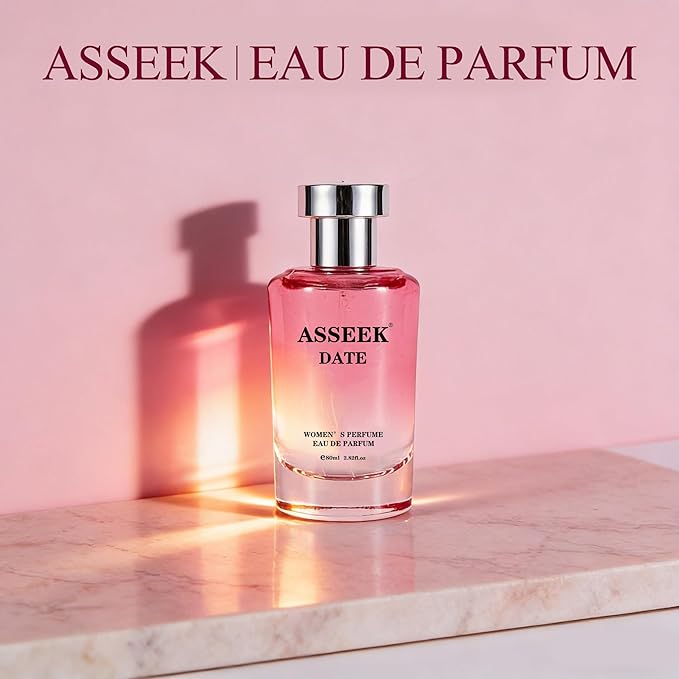 ASSEEK DATE Women's Eau de Parfum 80ml/2.82fl oz, Oriental Floral Scent with Pistachio Almond Jasmine Vanilla Notes, Long-Lasting Fragrance for Date & Gift