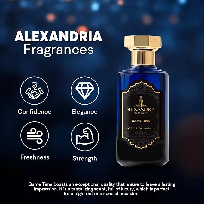 Alexandria Fragrances Game Time Extrait de Parfum - Luxury Long Lasting Perfume for Men & Women - Premium Unisex Fragrance with Sweet Airy Notes & Intoxicating scents - Perfumes Para Hombre 60ml