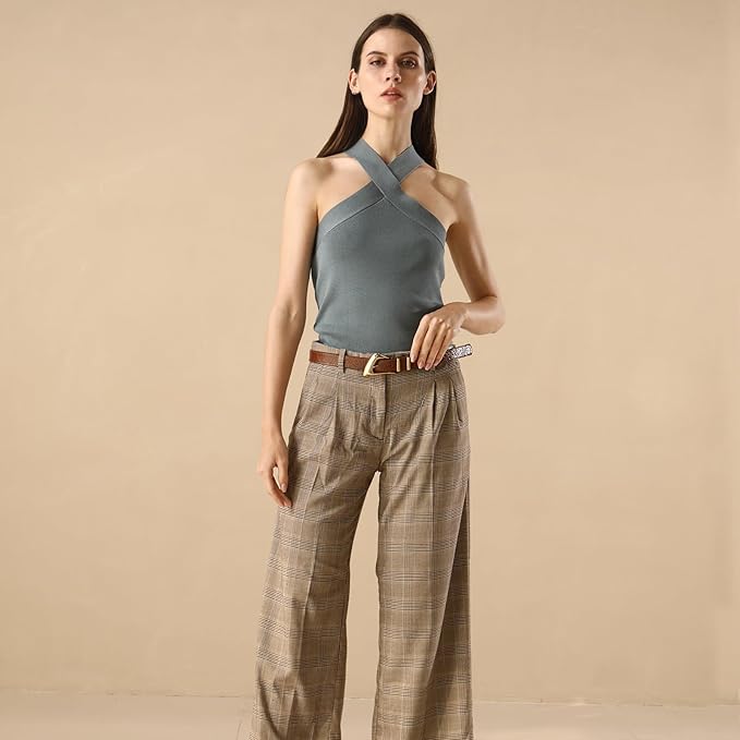 Women's Brown Belt Trend Belt with Gold Buckle Fashion Leather Waist Belt for Jeans Pants