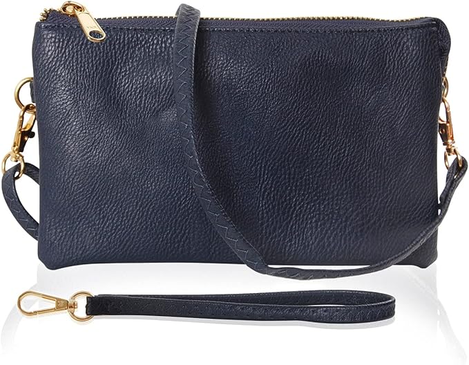 Vegan Leather Wristlet Purse for Women - Small Clutch Purse with Shoulder and Wrist Straps