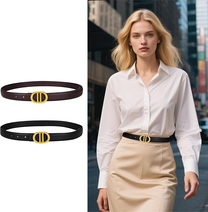Relang Women's Belts with Gold Buckle, Fashion Waist Band, Elegant Ladies' Belt, Gift for Women