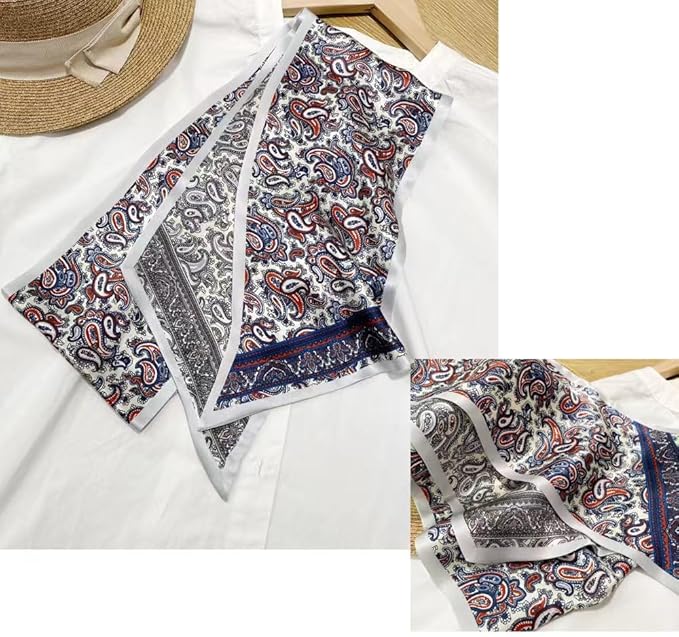 100% Mulberry Silk Ribbon Scarf for Hair Beach Head Wraps for Women Handbag accessories Necktie