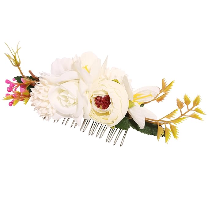 Flower Hair Clip for Women - Elegant Hair Accessory for Wedding, Party & Daily Wear (White 1)