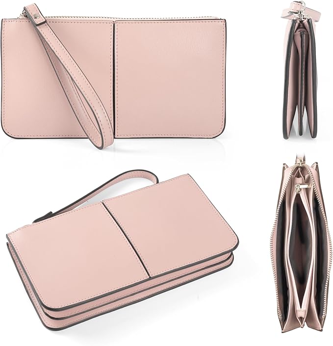 befen Genuine Leather Wristlet Clutch for Women Ultra-Slim Ladies Credit Card Holder Wallet Purses with RFID Protection