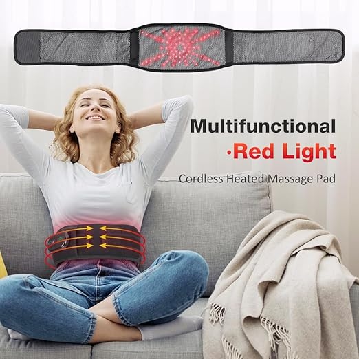 Heating Pad for Back Pain Relief, Cordless Electric Waist Belt Device with Massager, Back or Belly Heating Pad for Women and Girl