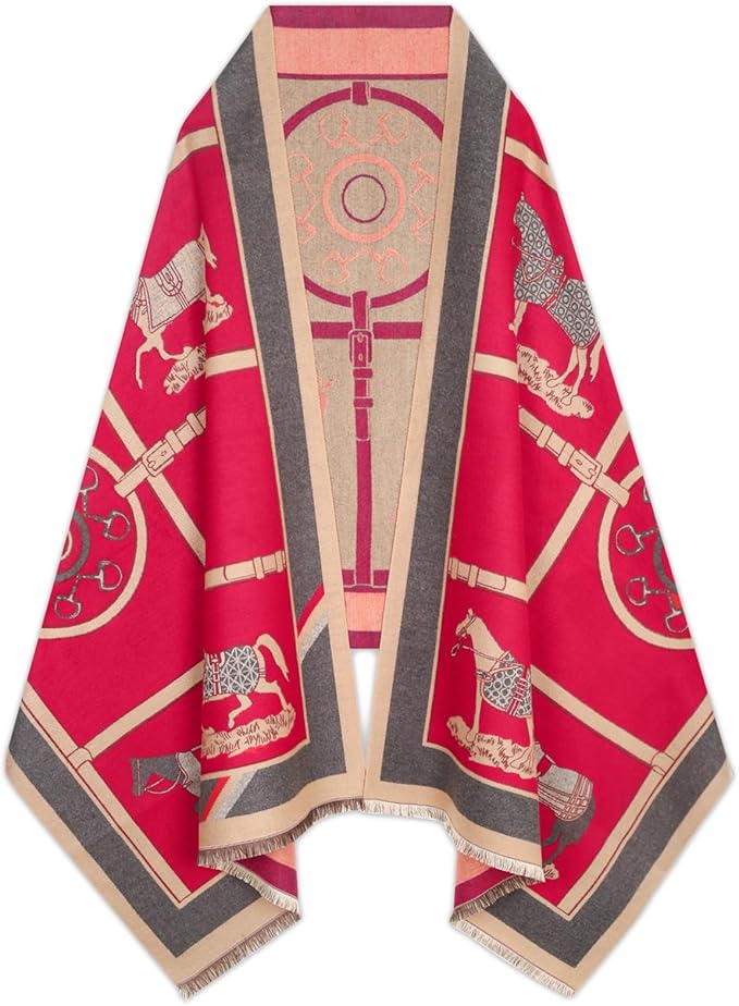 EXTREE Scarfs for Women Pashmina Silky Shawl Wrap for Evening Dressing Blanket Open Front Poncho Cape