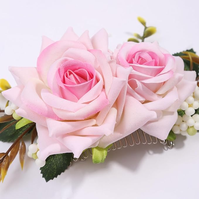 Flower Hair Clip for Women - Elegant Hair Accessory for Wedding, Party & Daily Wear (Peach)