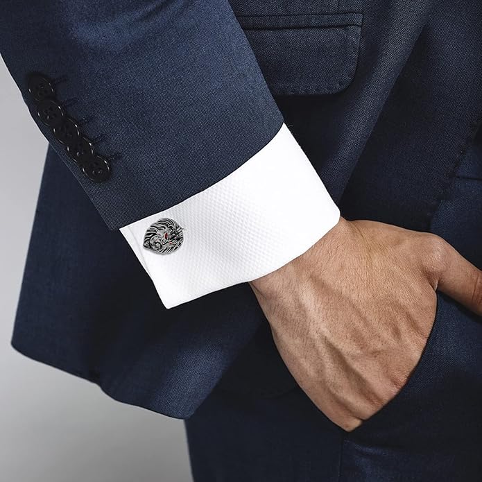 HAWSON Vintage Lion Head Cufflinks for Men with Gift Box, Gold Silver Black Tone Cuff Links for Men's Dress Shirts and French Cuff Shirts, Mens Personalized Jewelry or Accessories Unique