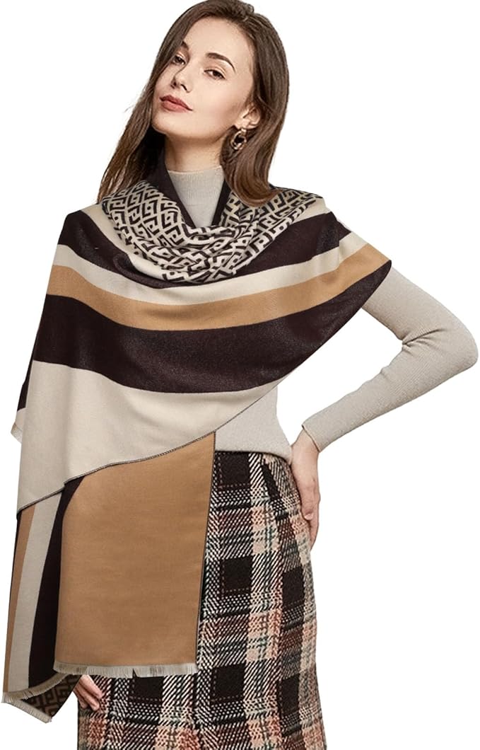 EXTREE Scarfs for Women Pashmina Silky Shawl Wrap for Evening Dressing Blanket Open Front Poncho Cape