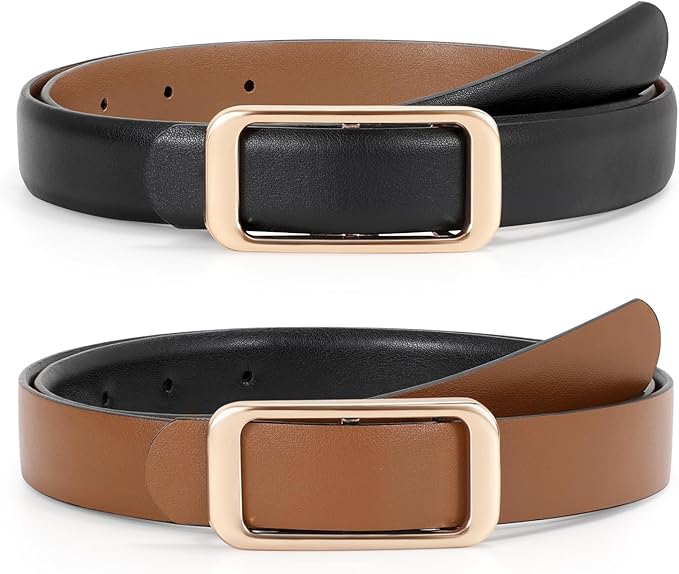 JASGOOD Women Reversible Leather Belt for Pants Jeans Ladies Waist Belt for Dresses