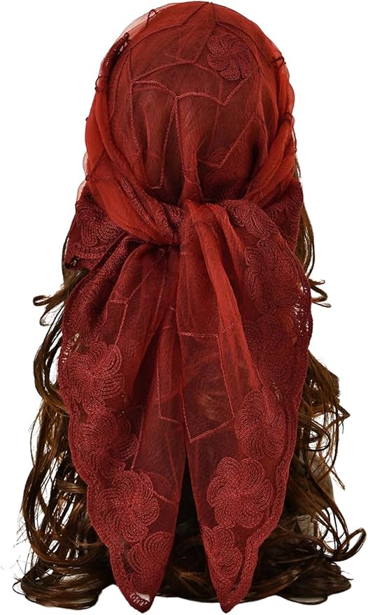 Floerns Women's Flower Embroidery Hair Scarf Headband Sheer Lace Hair Bandana