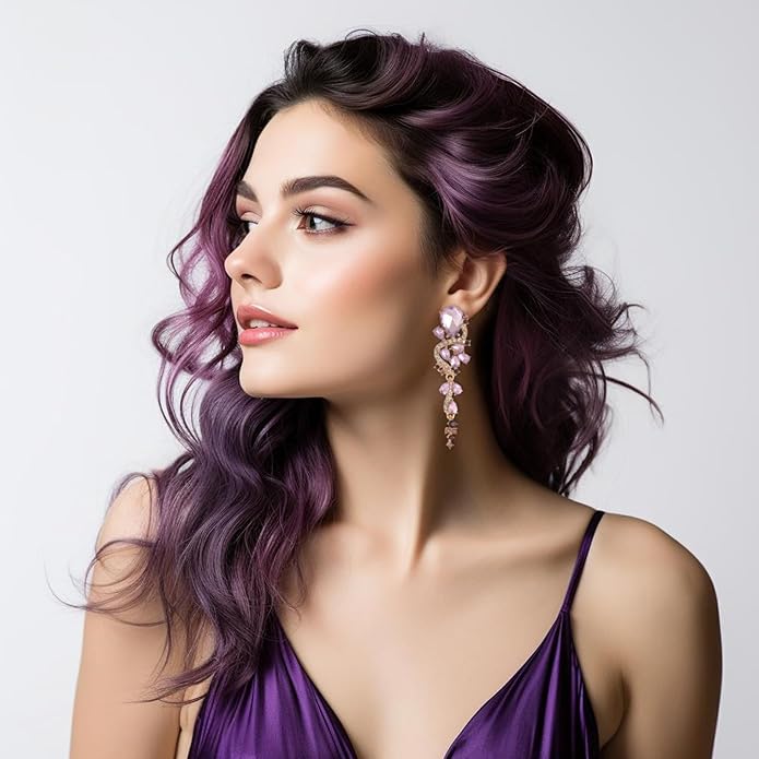 Fashion Rhinestone Statement Drop Dangle Earrings Long Colorful Crystal Bridal Wedding Teardrop Chandelier Earrings for Women Prom Pageant