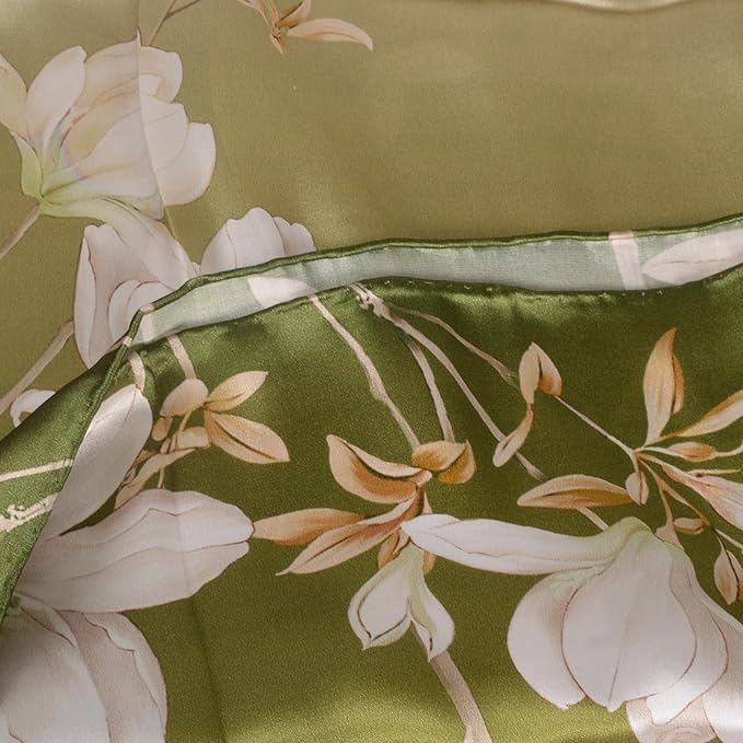 100% Mulberry Silk Scarf for Women Neck Oblong Headscarves Long Floral Print Lightweight Silk Wraps Shawls 67"*20"