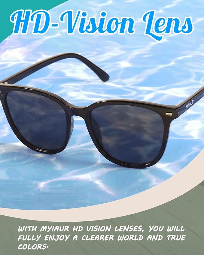 Myiaur Polarized Sunglasses for Women, Square Mirrored Trendy Shades with UV Protection Reduce Glare Sun Glasses