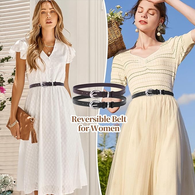Women's Cow Leather Belt for Jeans Pants Fashion Ladies Skinny Dress Waist belt with Gold Buckle