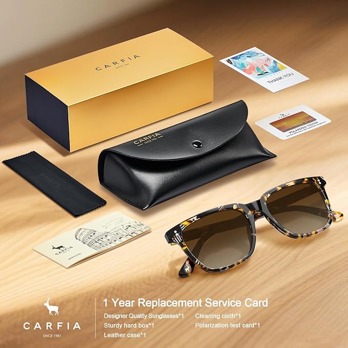 CARFIA Polarized Sunglasses for Women: Acetate, Small/Medium Size, UV400 Anti Glare CA5354