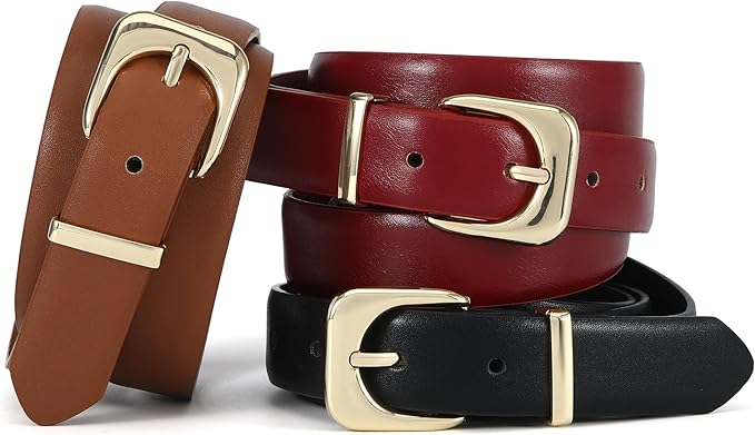 Earnda Belts for Women Faux Leather Waist Belt with Gold/Silver Buckle Casual Jeans Pants Dresses