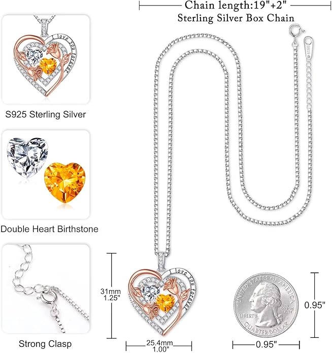 Iefil Mothers Day Gifts for Wife - Sterling Silver Birthstone Necklace Birthday Gifts for Her Wife