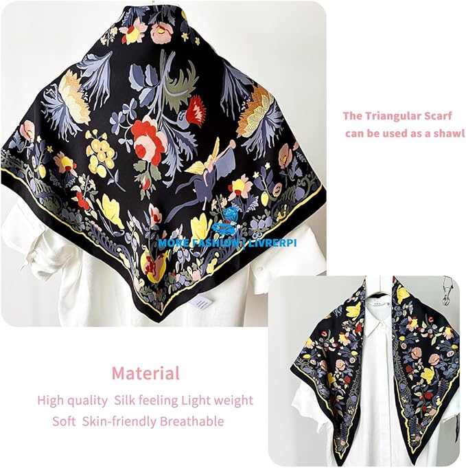 Livrerpi Silk Feeling Head Scarf Fashion Satin Hair Scarf Square Long Scarves for Women Gifts