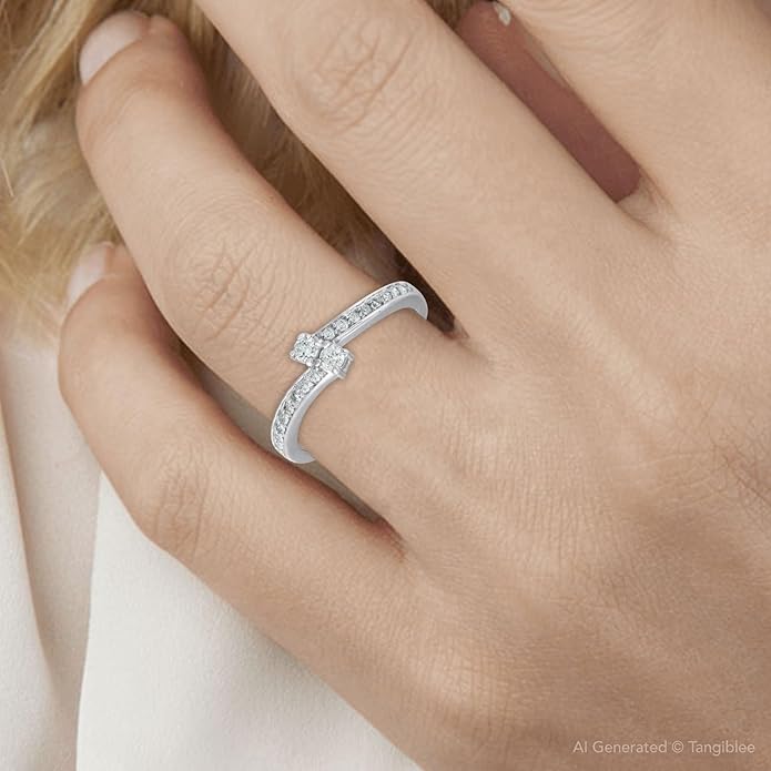 Pompeii 1/4 Ct Two Stone Diamond Engagement Forever Us Ring White Gold Anniversary Band