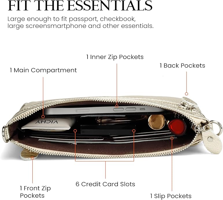 befen Genuine Leather Wristlet Clutch Wallet Purses with RFID Blocking, Small Crossbody Bags Shoulder Handbag for Women