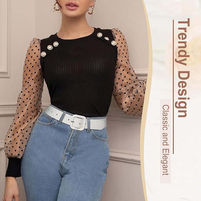 WHIPPY Women Leather Belt Candy Color Fashion Square Buckle Belt Ladies Belt for Jeans Pants Dresses
