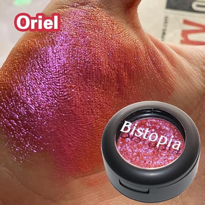Bistopia Glitter Eyeshadow Collection, 14 Shades, Shimmer Pressed Powder, Metallic and Iridescent Colors (Oriel)