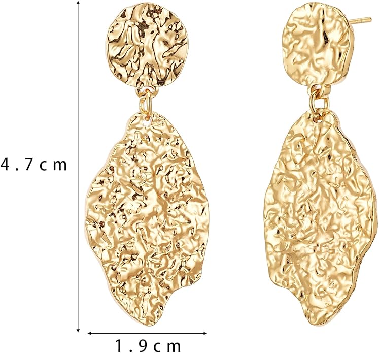 Large Gold Earrings for Women, Chunky Gold Statement Drop Dangle Earring Maple Leave Ginko Leaf Jewelry Gifts