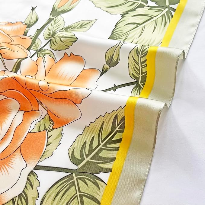 FONYVE Silk Feeling Scarf Medium Square Satin Head Scarf for Women 27.5 × 27.5 inches