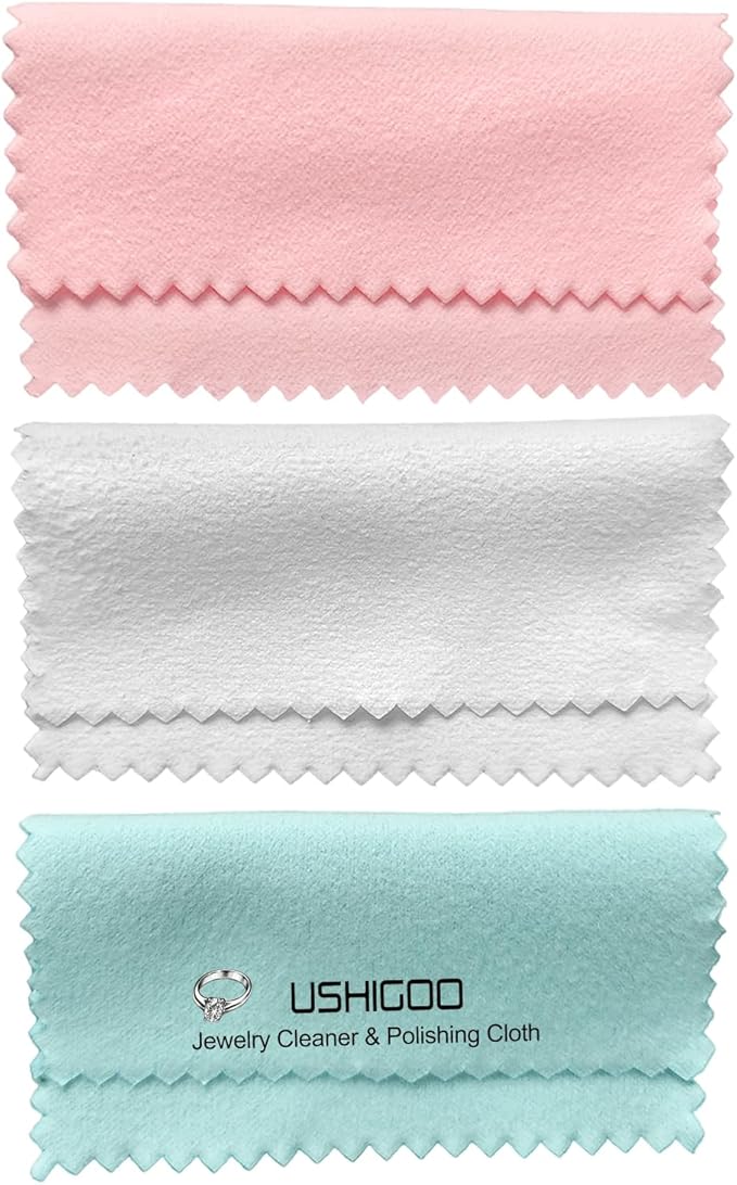 50pcs Jewelry Cleaning Cloth Polishing Cloth for Sterling Silver Gold Platinum Small Polish Cloth (3" x 3") (Pink)