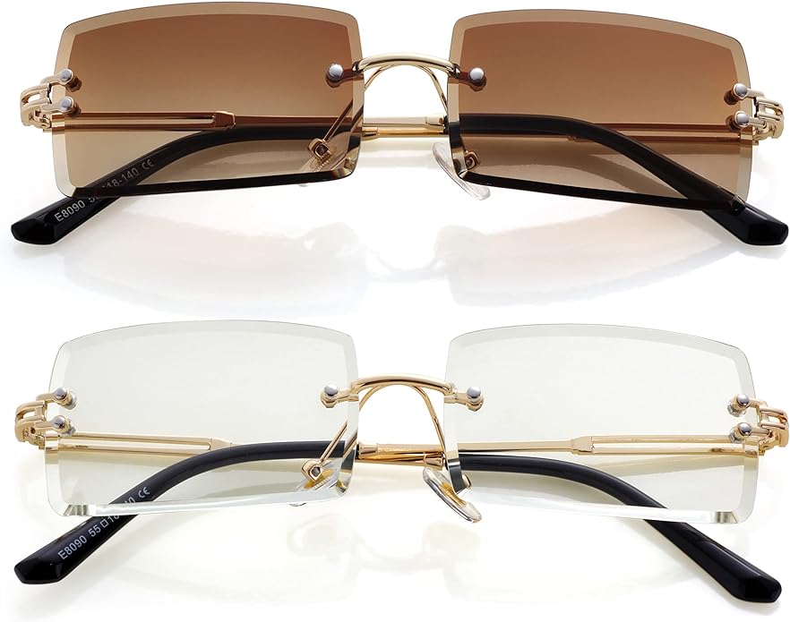 Kursan Frameless Rectangle Sunglasses for Men Women Small Rimless Sun Glasses Shades UV400 Protection