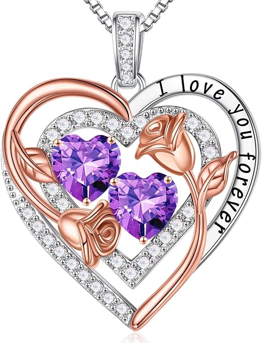Iefil Mothers Day Gifts for Wife - Sterling Silver Birthstone Necklace Birthday Gifts for Her Wife