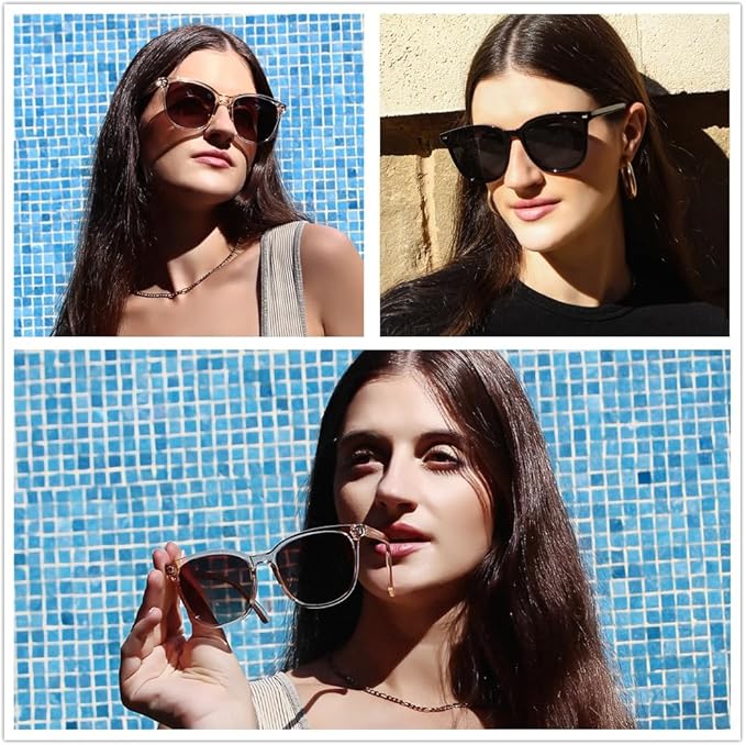 FIMILU 2 Packs Sunglasses for Women Polarized UV400 Protection Lens Big Frame Fashion Glasses Trendy Stylish Shade