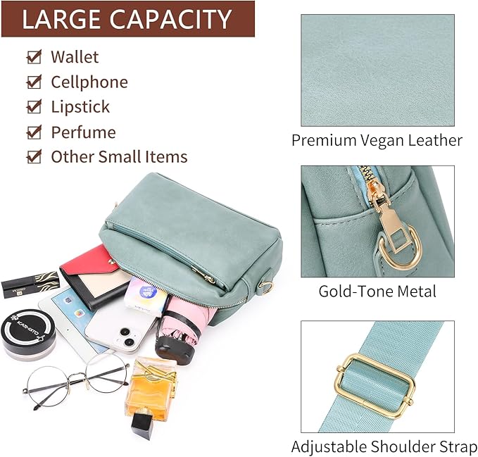 SENDEFN Leather Crossbody Bag for Women Small Clutch Purses Crossbody Shoulder Handbag Wallet Purses RIFD Card Slots