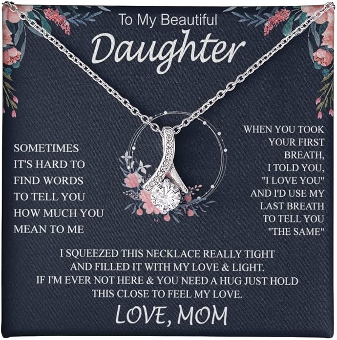 VIRAGIL To My Daughter Gift Necklace From Dad or Mom - Badass Daughter Jewelry With Heartfelt Message & Elegant Box