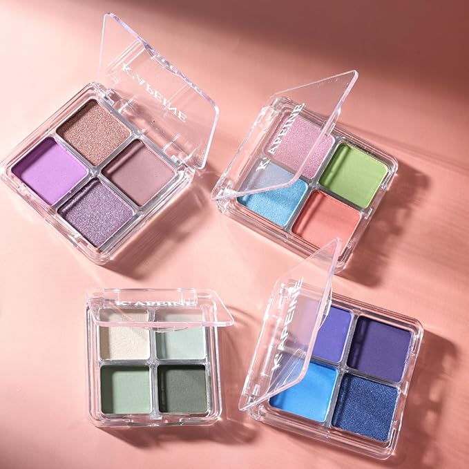 4 Colors Smoky Purple Eyeshadow Makeup Palette Makeup, Blendable Long-lasting Matte Shimmer Eyeshadow Palette Eye Makeup Kit for Women Girls, paleta de sombras de ojos #4