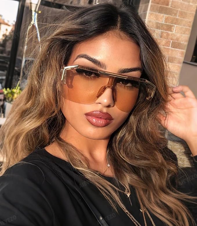 AIEYEZO Square Oversized Sunglasses Flat Top Shield Sun Glasses for Men Women One Lens Square Shades