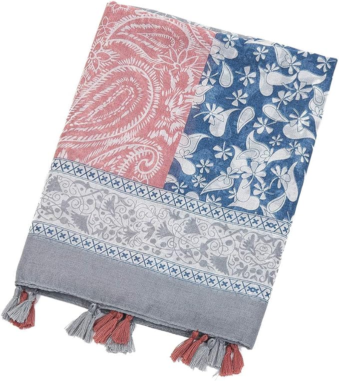 Yeieeo Boho Scarf for Women Lightweight Floral Printed Scarf Fall Winter Fashion Fringed Shawl