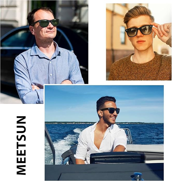 MEETSUN Retro Polarized Sunglasses for Women Men Classic Mirror Lens Driving Trendy Sun Glasses UV Protection (3 Pack)