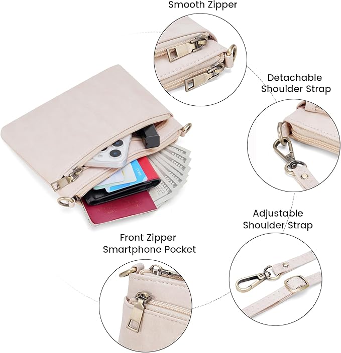 SENDEFN Leather Crossbody Bag for Women Small Clutch Purses Crossbody Shoulder Handbag Wallet Purses RIFD Card Slots