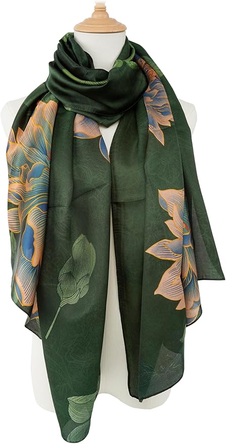 YOUR SMILE Large Mulberry Silk Feeling Long Stain Scarf Lightweight Sunscreen Shawls Wraps for Women