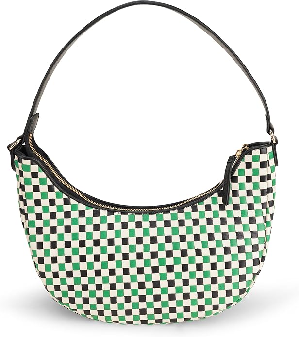Handmade Woven Genuine Leather Bag, Premium Quality, Crossbody Purse & Hobo Handbag, Diagonal Pattern, 11.81x3.94x9.06 Inches