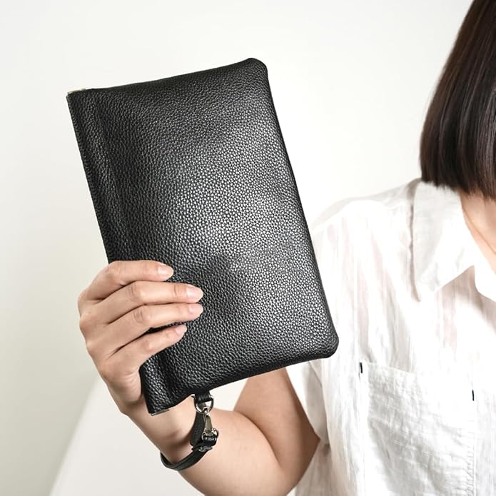 Genuine Leather Wristlet Handbags Purses Cell Phone Pocket Clutch Wallet Coin Purse For Men Women