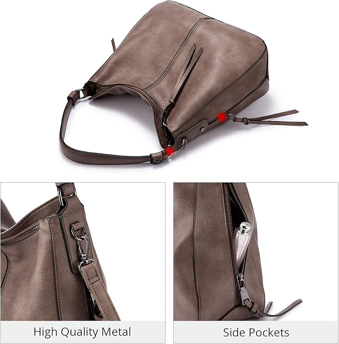 Realer Hobo Crossbody Bags for Women Designer Faux Leather Hobo Handbags Retro Large Size Shoulder Bag Bucket Purse