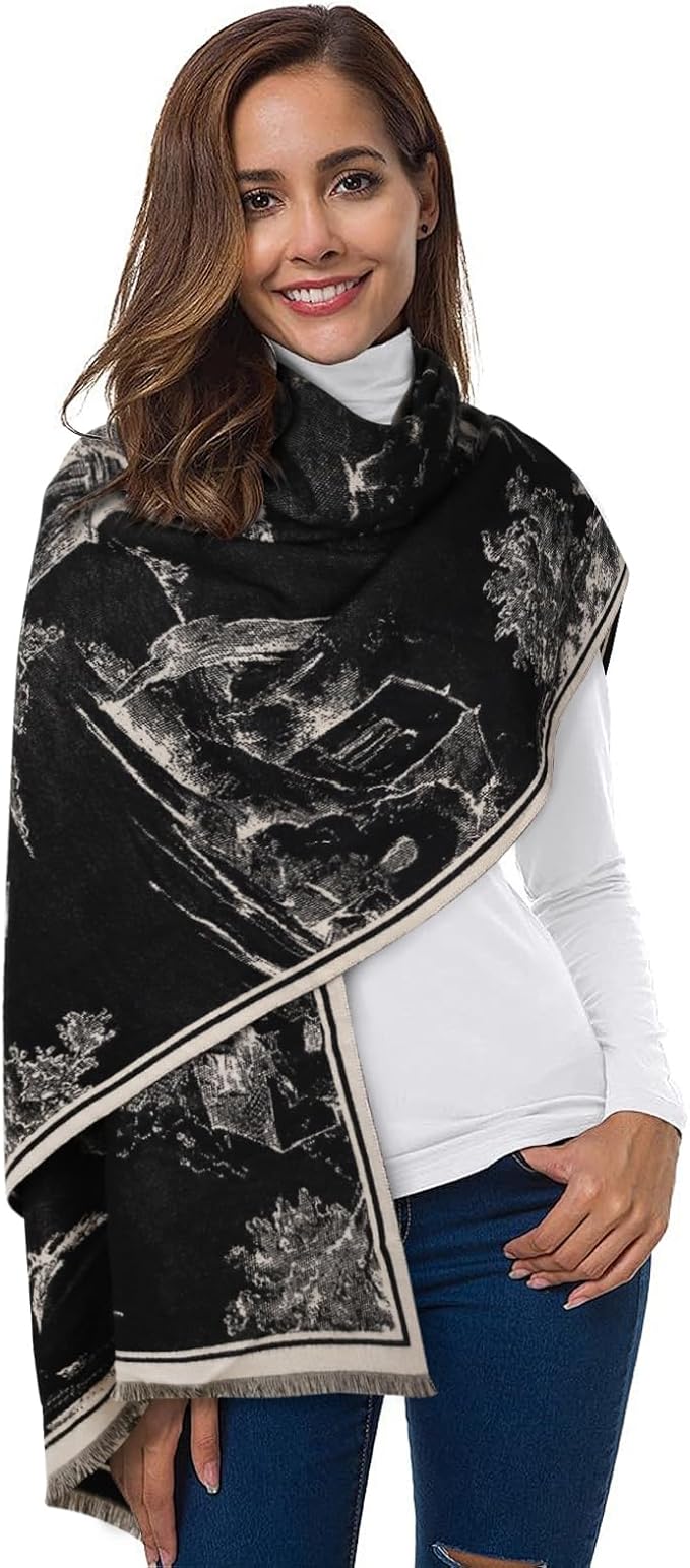EXTREE Scarfs for Women Pashmina Silky Shawl Wrap for Evening Dressing Blanket Open Front Poncho Cape